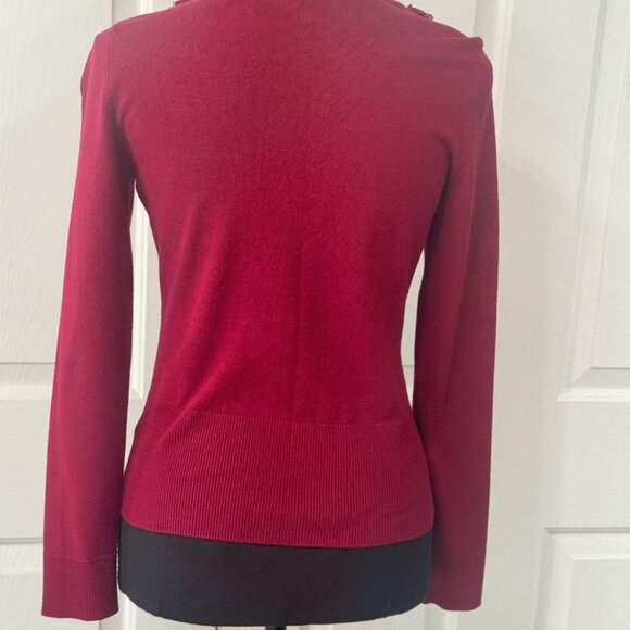 Beautiful Fall Cranberry Red Sweater with Rosettes around the collar - Picture 5 of 8